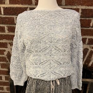 sundance heather blue pointelle sweater